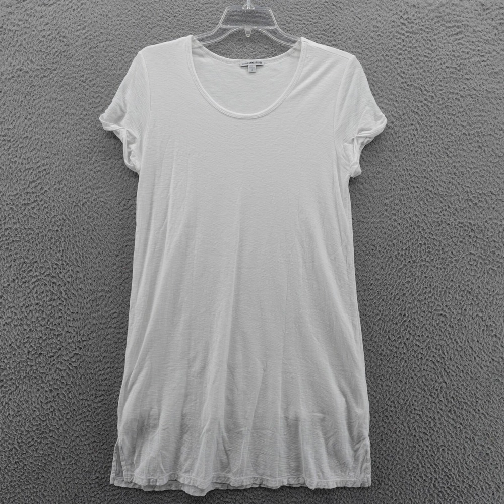 James Perse Rolled Sleeve T‎ Shirt Dress Size 2 Medium White Womens Lined Beach